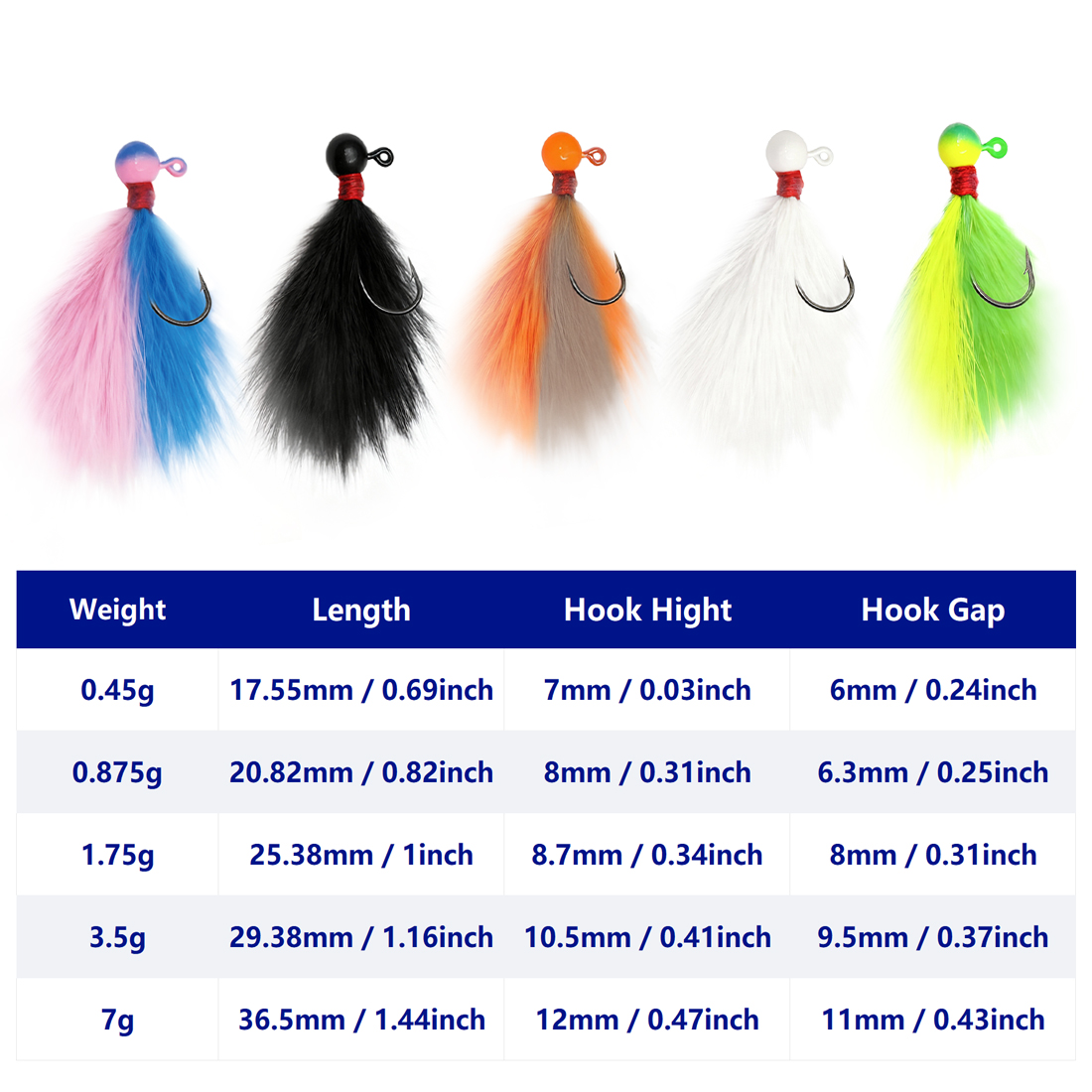 9KM 5pcs Mixed-Color Marabou J - огляд і ціна Fishing Hook Assortment