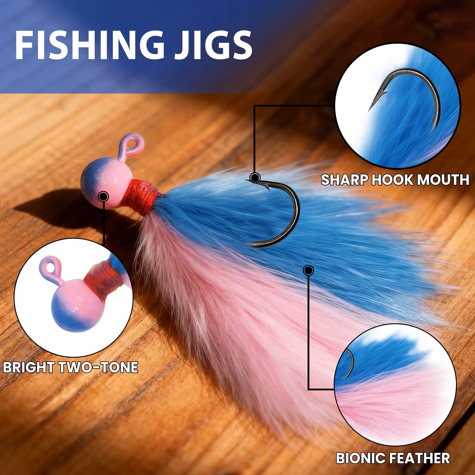 9KM 5pcs Mixed-Color Marabou J - огляд і ціна Fishing Hook Assortment